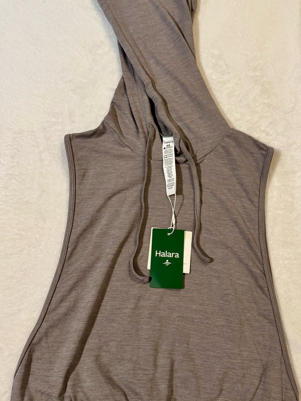 HALARA Sleeveless Hoodie Tank in Taupe Gray